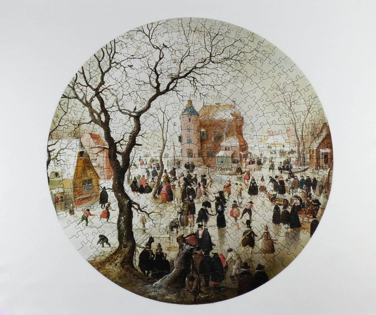 A Winter Scene With Skaters Near A Castle - National Gallery 400 Piece Circular Jigsaw Puzzle