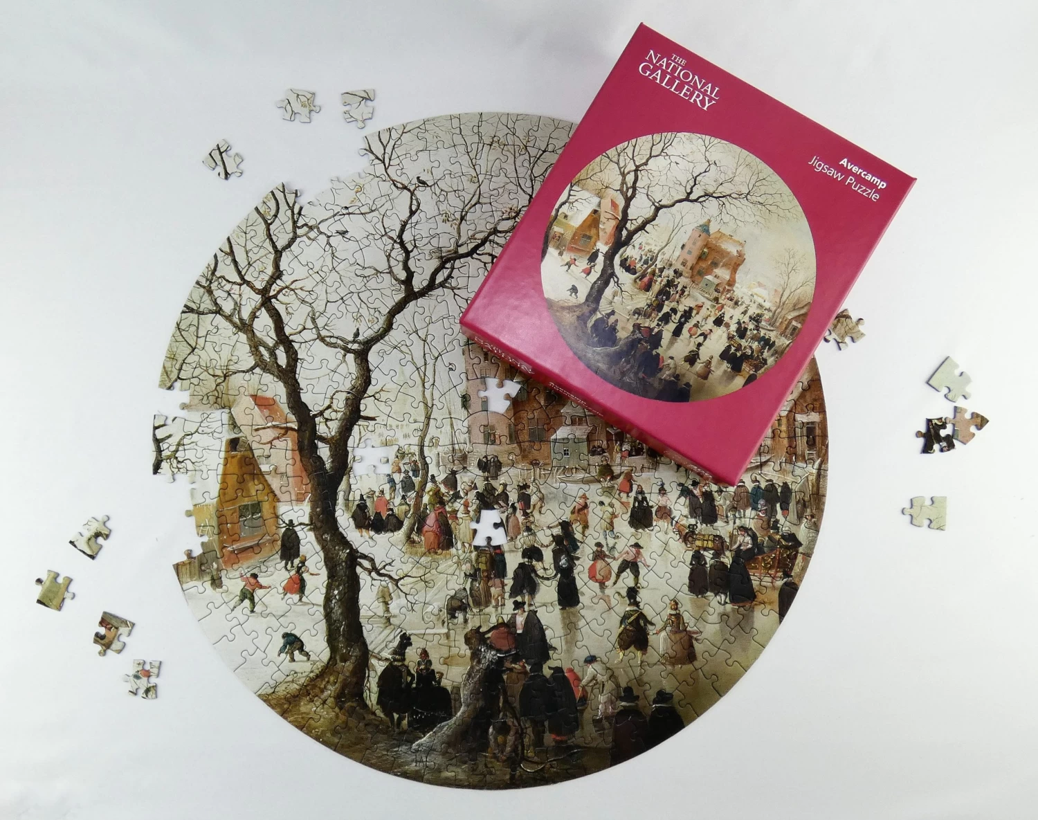A Winter Scene With Skaters Near A Castle - National Gallery 400 Piece Circular Jigsaw Puzzle - Image 5