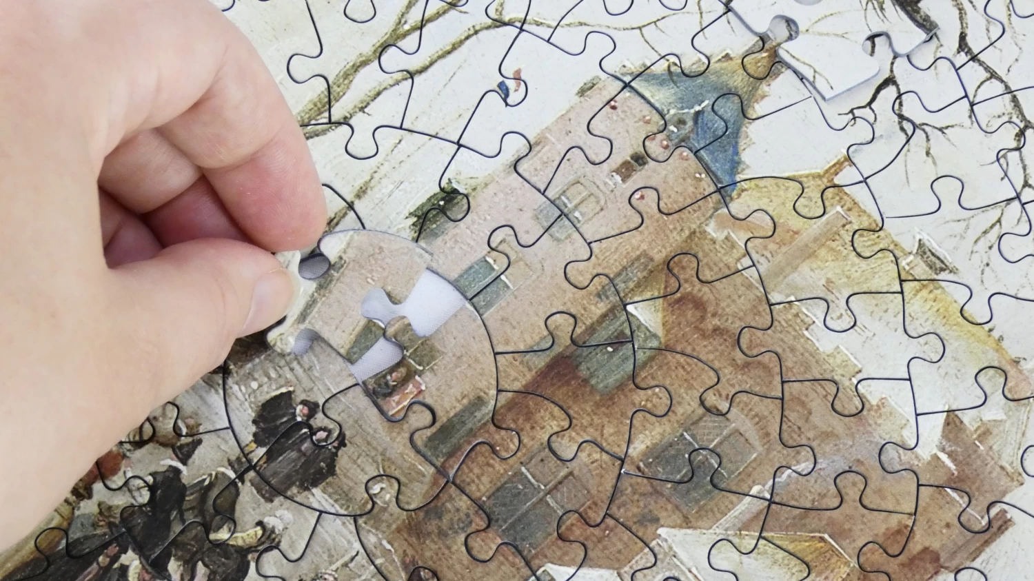 A Winter Scene With Skaters Near A Castle - National Gallery 400 Piece Circular Jigsaw Puzzle - Image 6