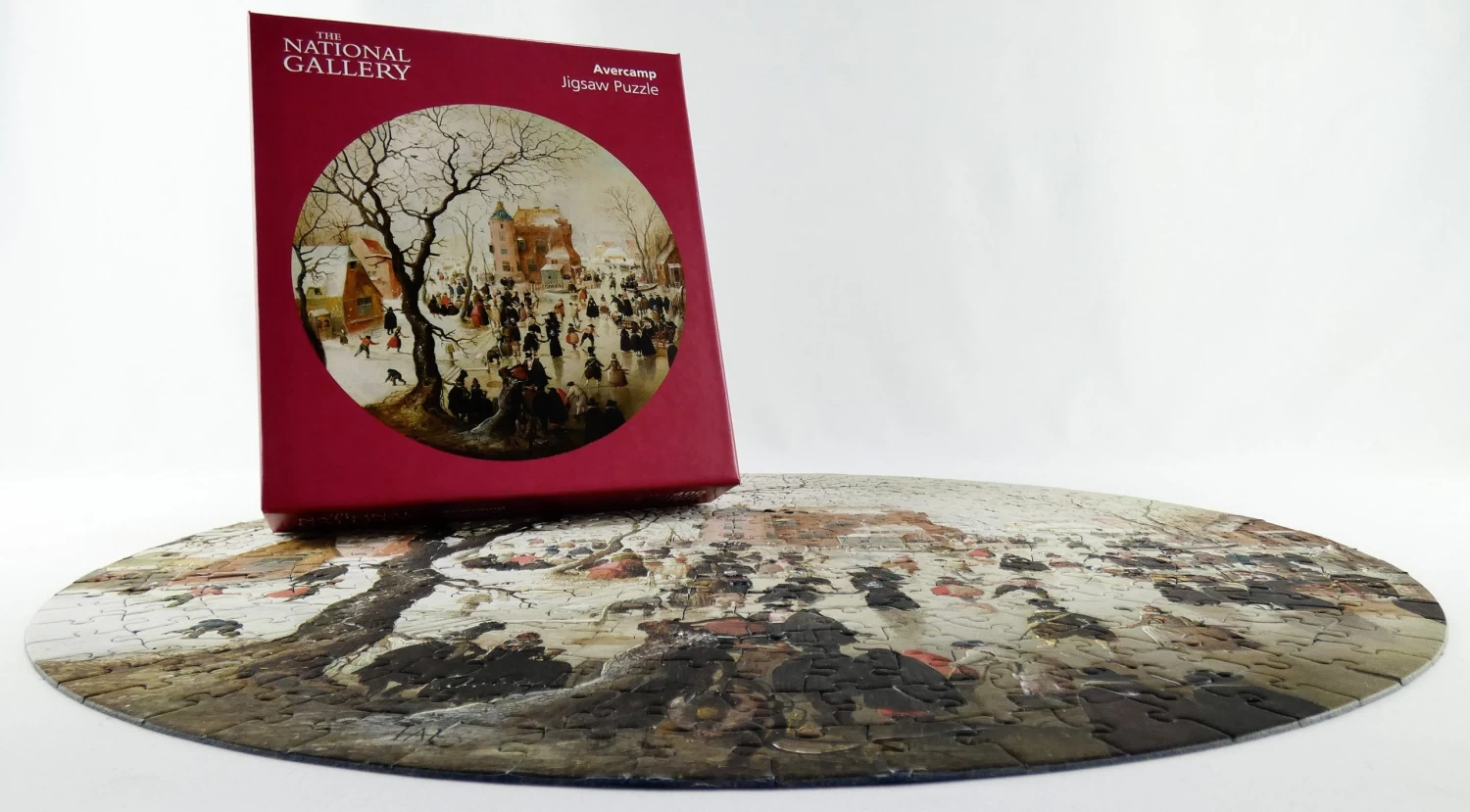 A Winter Scene With Skaters Near A Castle - National Gallery 400 Piece Circular Jigsaw Puzzle - Image 7