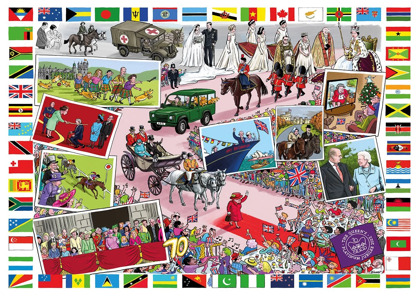 The Queen's Platinum Jubilee 2022 According To Blower 1000 Or 300 Piece Jigsaw Puzzle