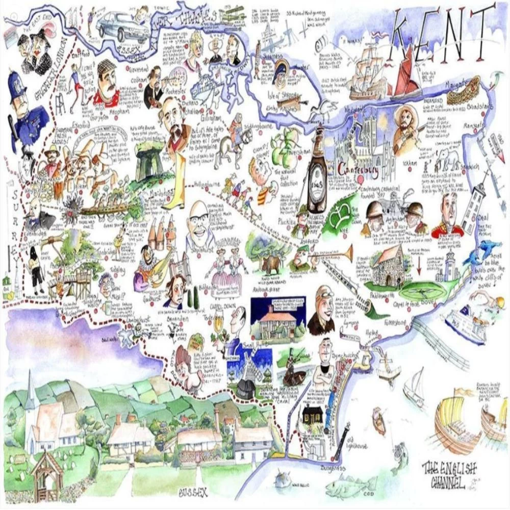 Tim Bulmer's Map Of Kent Jigsaw & Tea Towel Gift Bundle - Image 2
