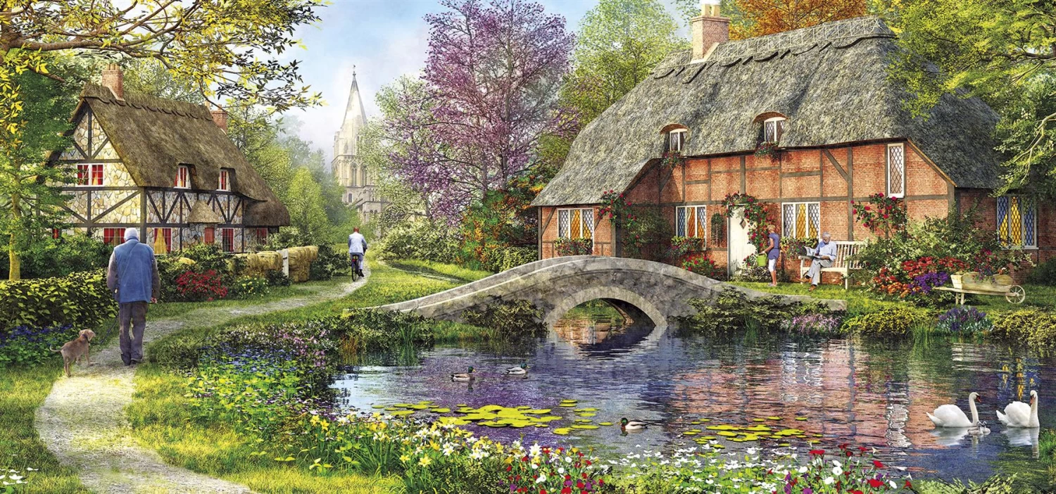 Gibsons Cottage By The Brook 636 Piece Jigsaw Puzzle