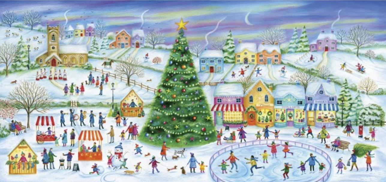 Gibsons Skating In The Village 636 Piece Jigsaw Puzzle