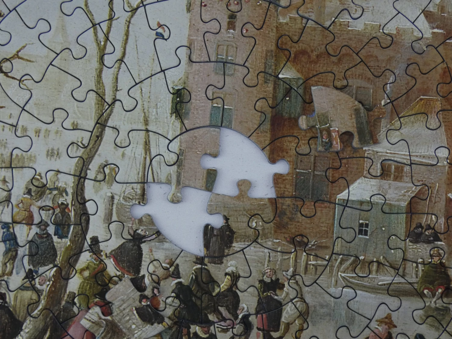 A Winter Scene With Skaters Near A Castle - National Gallery 400 Piece Circular Jigsaw Puzzle - Image 8
