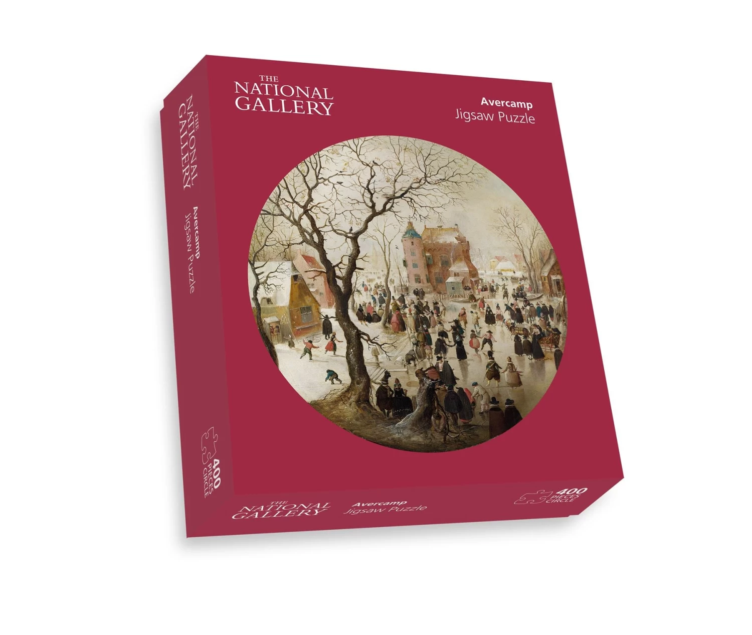 A Winter Scene With Skaters Near A Castle - National Gallery 400 Piece Circular Jigsaw Puzzle - Image 2