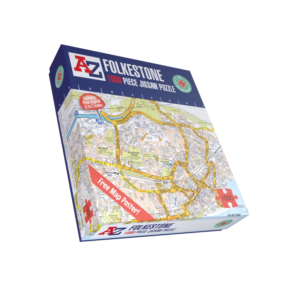 A To Z Map Of Folkestone 1000 Piece Jigsaw - Image 2