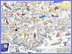 Map Of Devon - Tim Bulmer 1000 Piece Jigsaw Puzzle