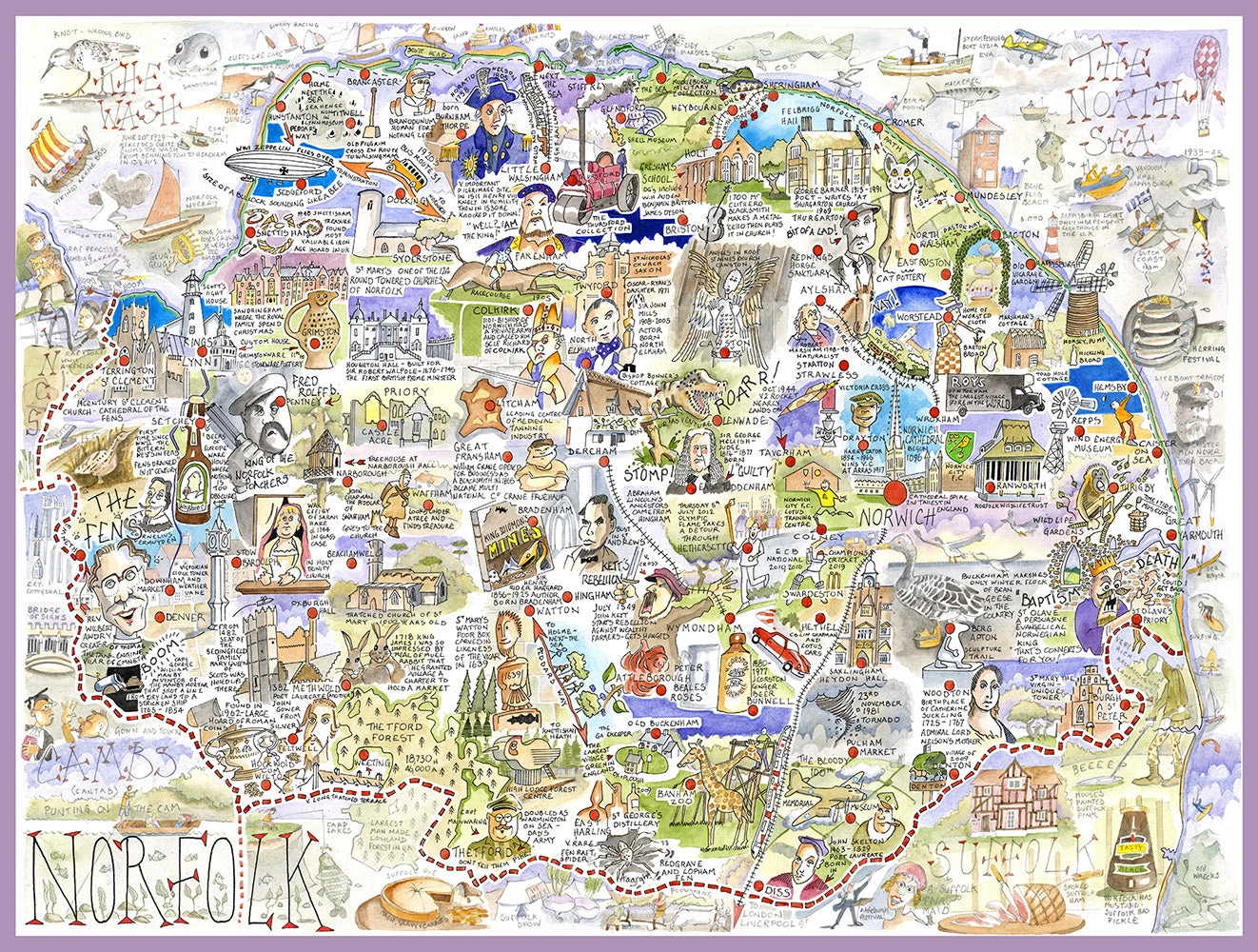 Map Of Norfolk - Tim Bulmer 1000 Piece Jigsaw Puzzle