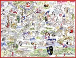 Map Of Surrey - Tim Bulmer 1000 Piece Jigsaw Puzzle