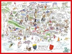 Map Of Sussex - Tim Bulmer 1000 Piece Jigsaw Puzzle