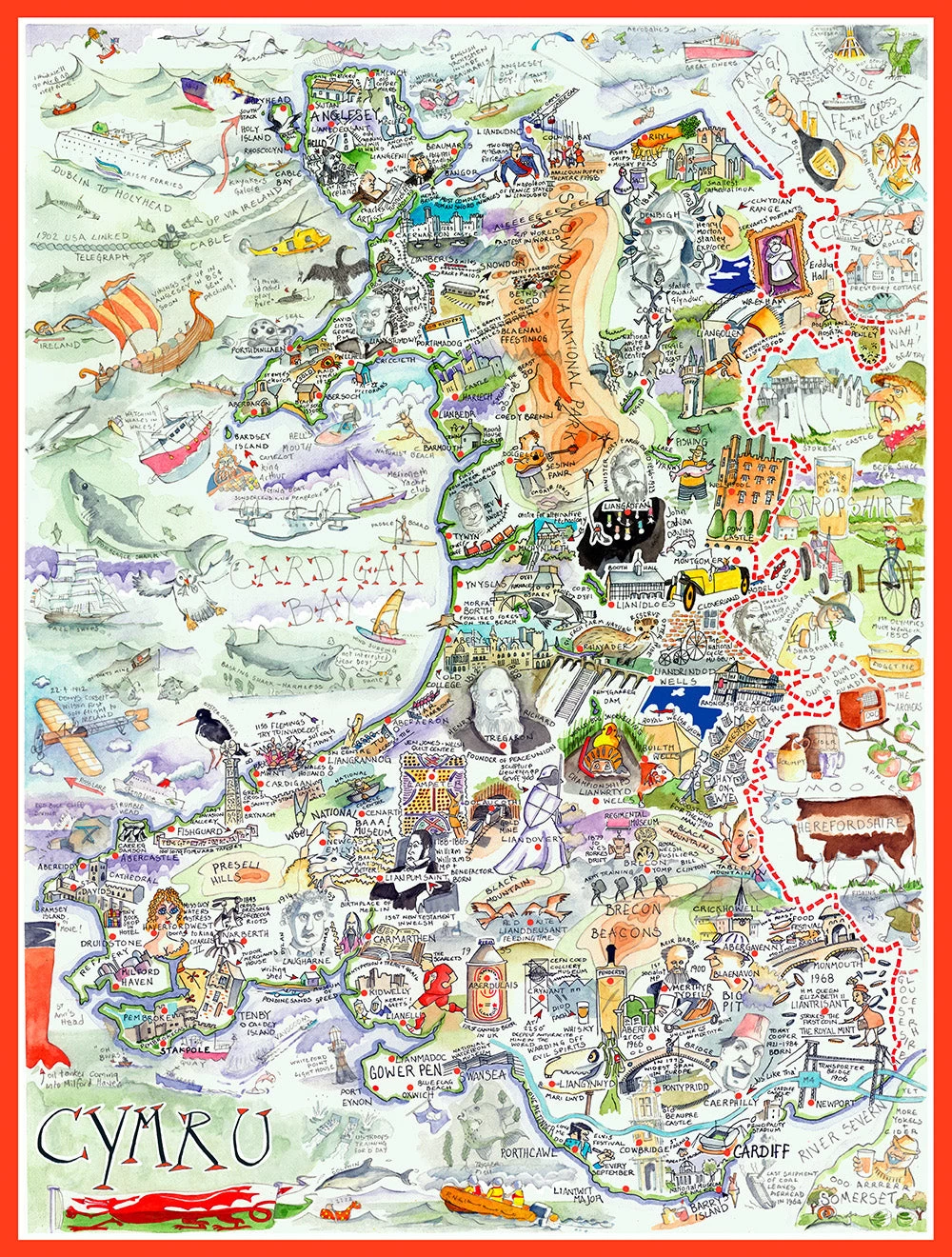 Tim Bulmer 300 Piece Map Of Wales/Cymru Wooden Jigsaw Puzzle