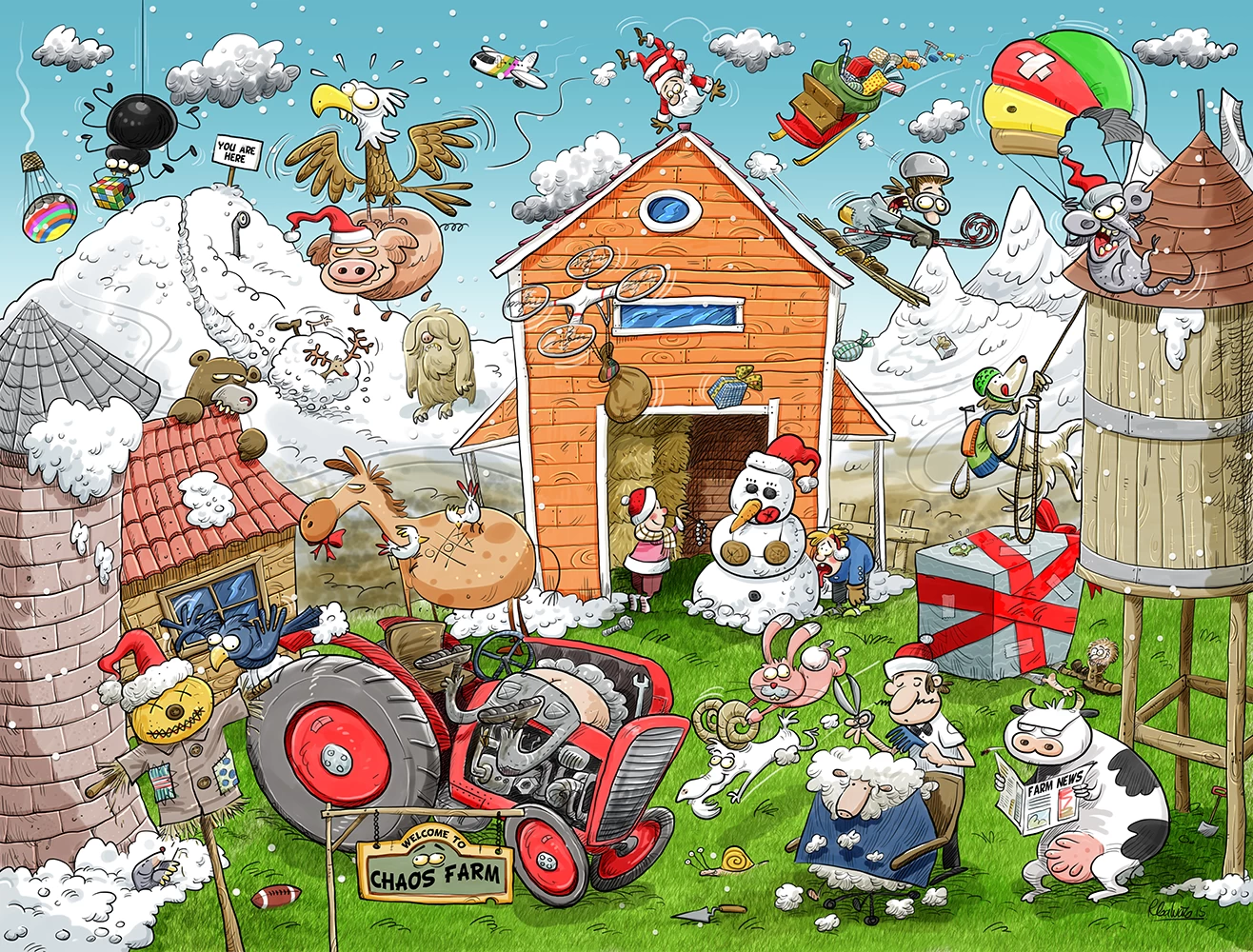 Christmas At Chaos Farm - No.1 1000 Or 500 Piece Jigsaw Puzzle