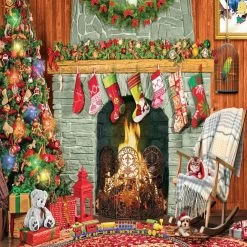 Eurographics Christmas By The Fireplace 500 Piece Jigsaw Puzzle