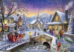 Christmas Village Glow-300 Piece Wooden Jigsaw Puzzle