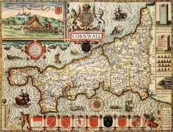 Cornwall Historical Map 1000 Piece Jigsaw Puzzle (1610)