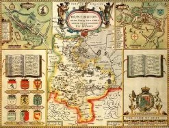 Huntingdonshire Historical Map 1000 Piece Jigsaw Puzzle (1610)