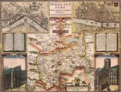 Middlesex Historical Map 1000 Piece Jigsaw Puzzle (1610)