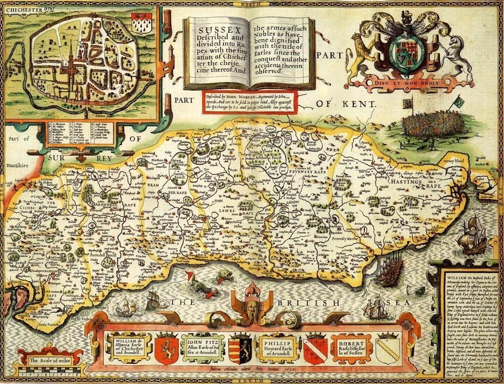 Sussex Historical Map 1000 Piece Jigsaw Puzzle (1610)