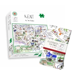 Tim Bulmer's Map Of Kent Jigsaw & Tea Towel Gift Bundle